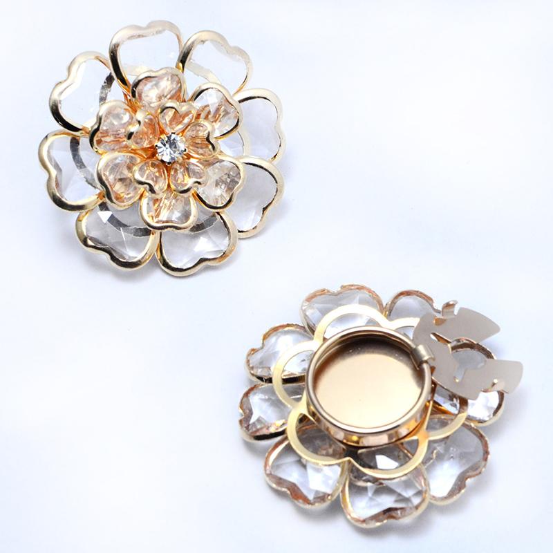 Women Double layer Flower Button Cover Clothing Decoration Accessories DIY Floral Pattern Wedding 38x17mm