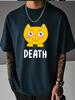 Unisex Summer Casual Short Sleeve T Shirt Cute Yellow Cat Death Letter Graphic Oversized Loose Tees Street Daily Fashion Tops