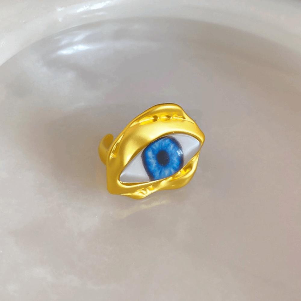 Zinc Zinc Alloy Copper Devil's Eye Ring Vintage Opening Finger Ring Glaze Luxury Ring  Clothes Accessories