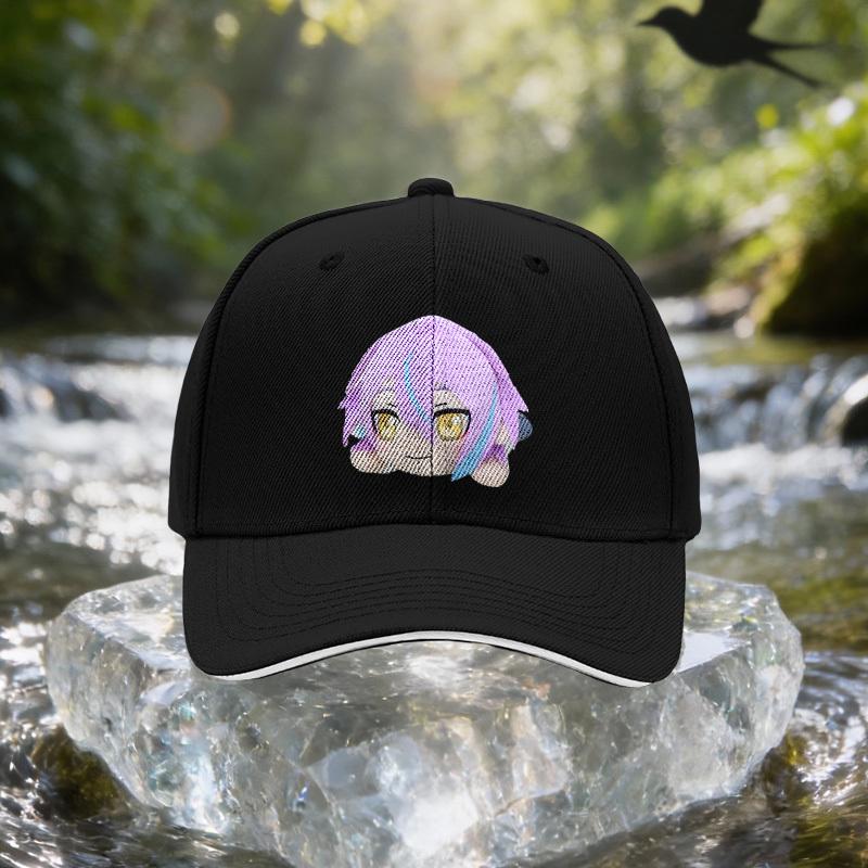 Purple Hair Anime Eyes Sandwich Cap, Unisex Easy Lightweight Adjustable Outdoor Sun Hat, Ideal Gift for Travel, Parties, And Bir
