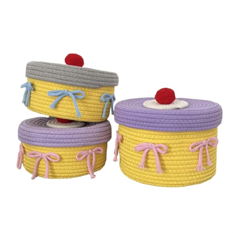 Handwoven Cotton Rope Makeup Holder Decorative Desktop Storage Basket Multipurpose Bedroom Organizer for Cosmetics