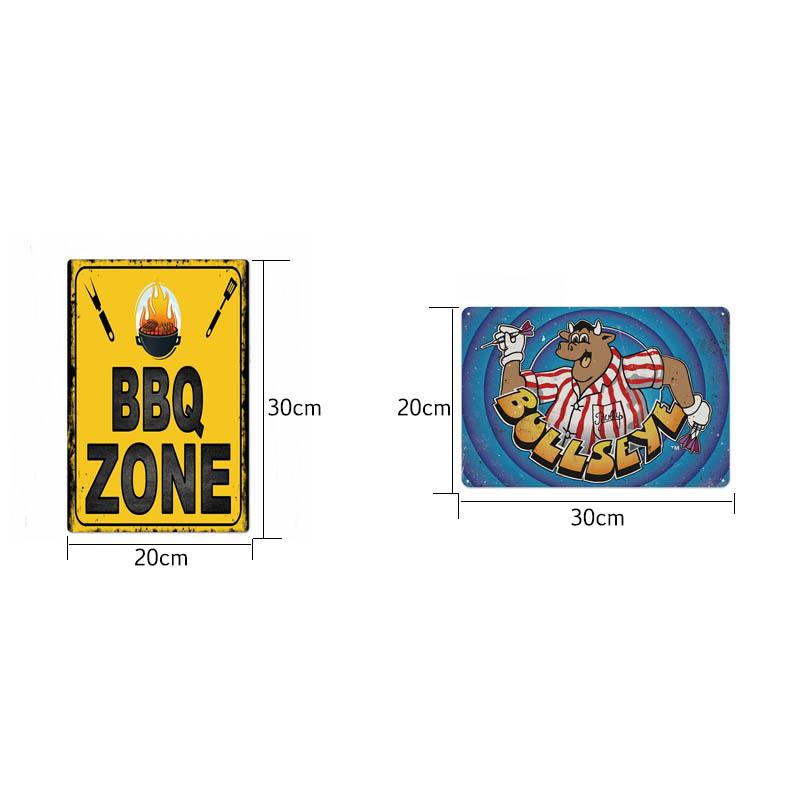 ZONA BARBECUE DEL PAPÀ Targa Retro Segni di Latta in Metallo Pub Cucina Casa Griglia Decorazione da Parete Vintage 20X30CM