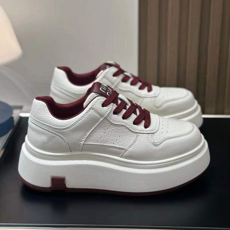 Plateau weiße Schuhe Damen neu Herbst Campus-Stil vielseitig Sport und Freizeit Schnür-Board-Schuhe erhöhende Schuhe