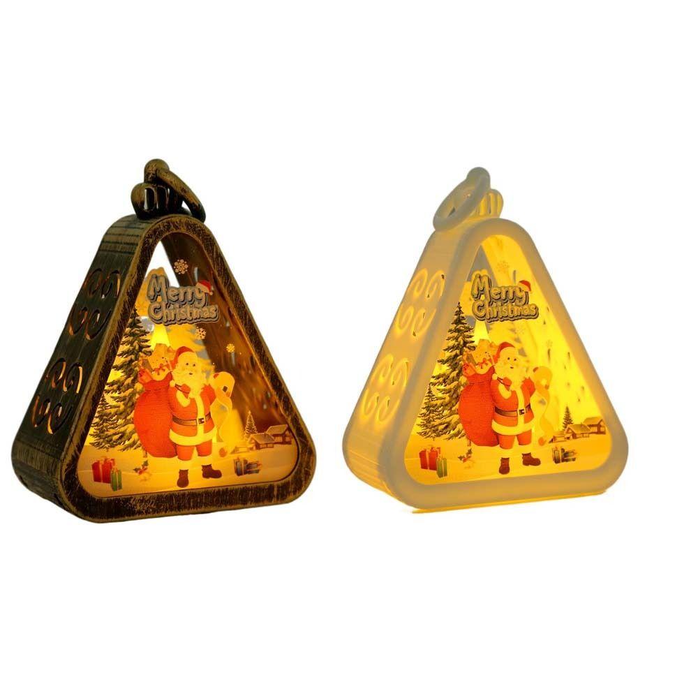 Button Battery Santa Claus Luminous Lamp Elk Deer Triangle Lantern Party