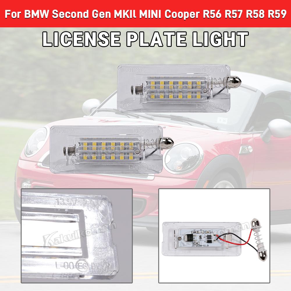 For Mini Cooper R56 Hatchback R57 Convertible R58 R59 2011 LED License Number Plate Light White Lamp Error Free OEM#:51132756227