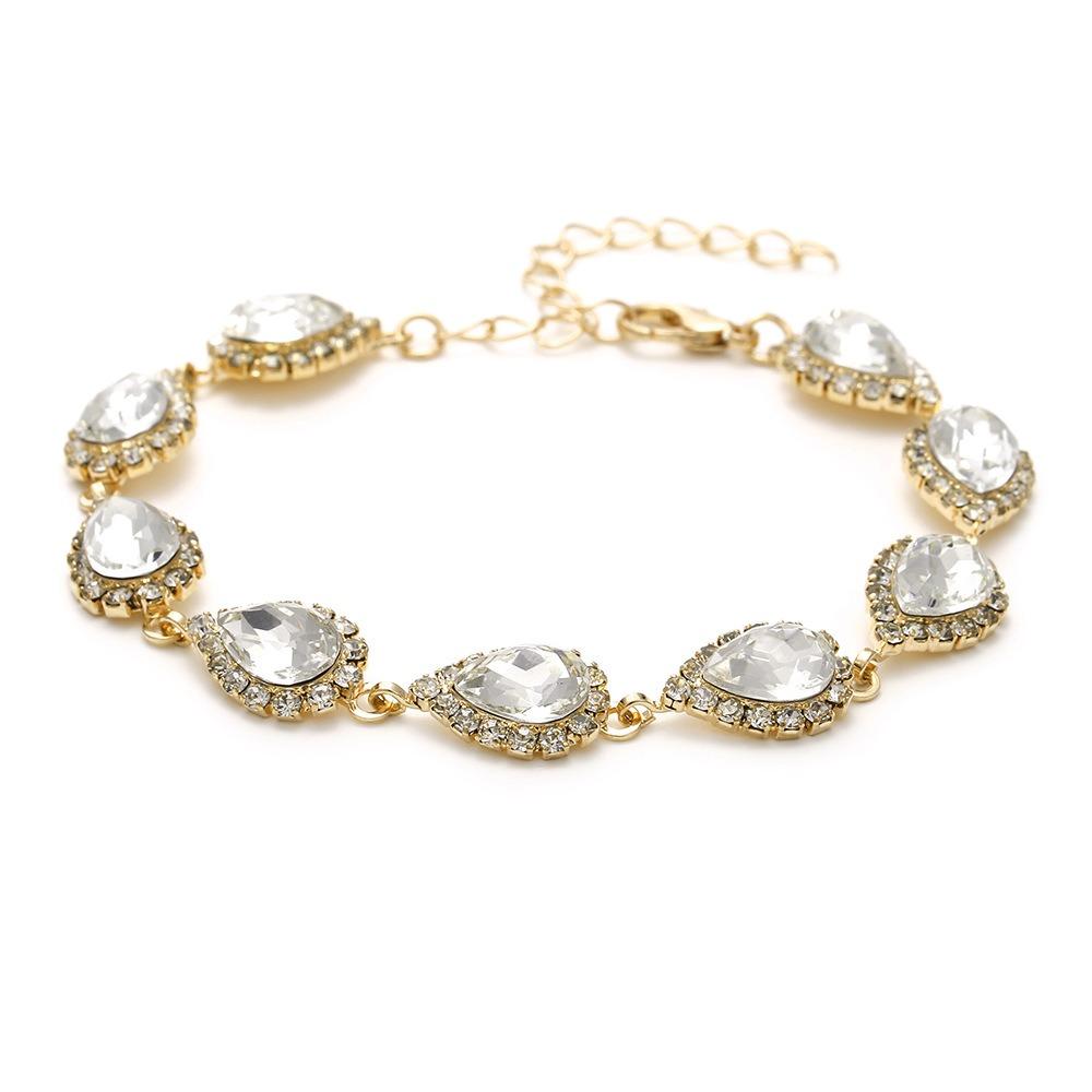Bright Diamond Zircon Water Drop Necklace Earrings Wedding Jewelry, Shooting Jewelry Set