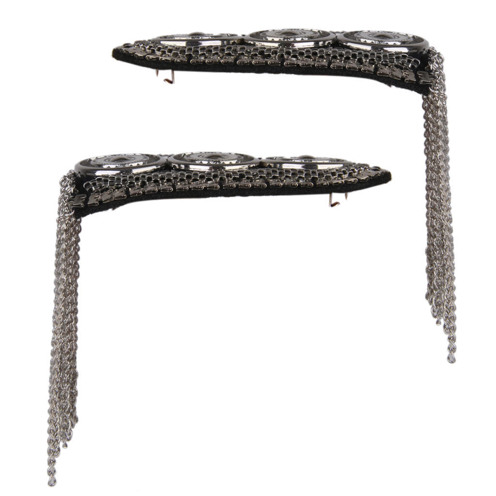 1 Pair Stylish Silver Button pattern Fringe Tassel Chain Epaulet Shoulder Boards Badge