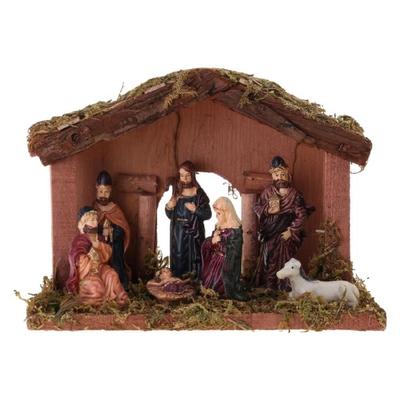 Conjunto de Presépio em Resina Estátua do Nascimento Decoração de Natal para Decoração de Casa