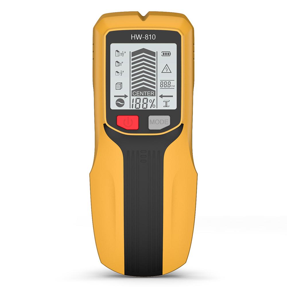 

Ручной металлоискатель для стен HW-810 Многофункциональный 6 в 1 Искатель стоек стен Дерево Трубы Проводка переменного тока Металлоискатель Глубиномер Сканер стен жёлтый