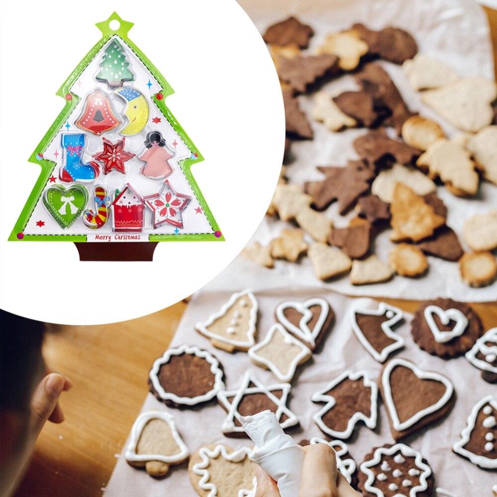 10pcs Stainless Steel Christmas Cookie Cutters Baking Cake Biscuit Fondant Mold 10pcs Stainless Steel Christmas Cookie Cutters Baking Cake Biscuit Fondant Mold
