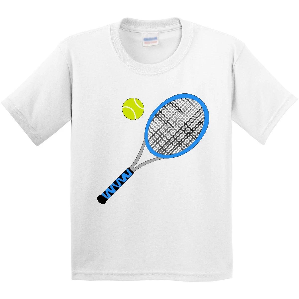Inktastic Blue Tennis Racket And Ball Youth kids boys T-Shirt Sports Match Play Player Tee 120