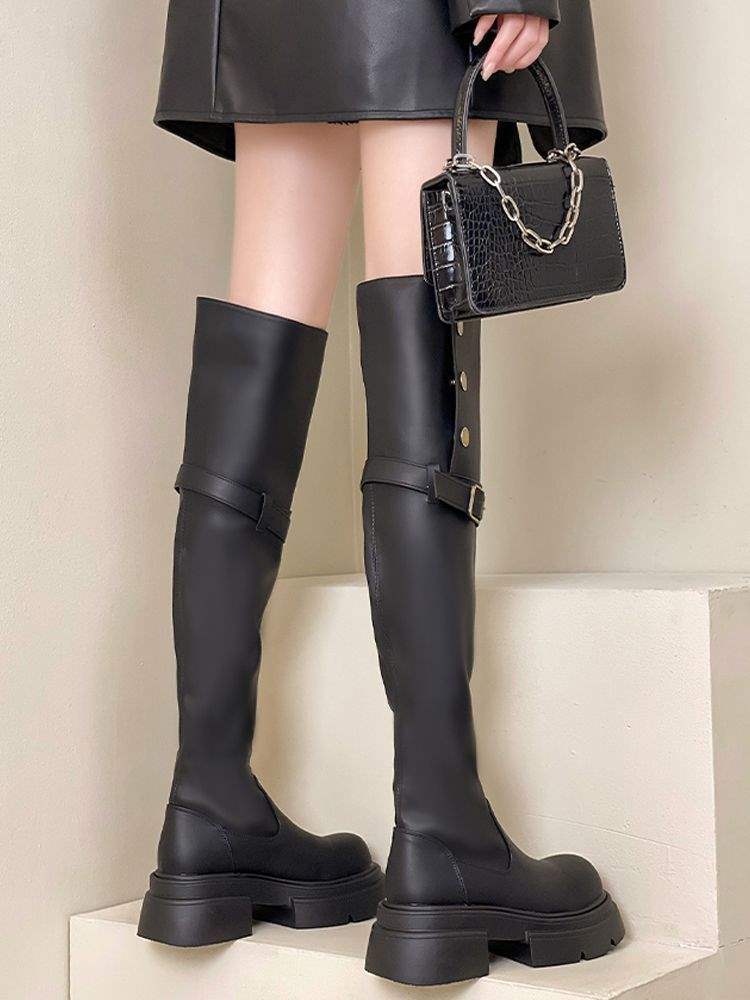 Knight Boots Women's 2025 Autumn and Winter New Thick-soled Small Martin Boots Over Knee Boots Skinny Boots
