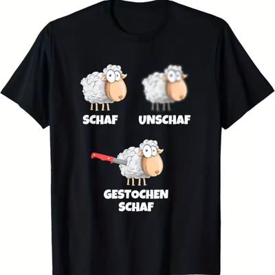 Funny German Unschaf T-and Kids Tshirt Humorous SCHAF Lettering Sheep Graphic Tee Casual Short Sleeve Quick-dry T-and Kids Tshirt