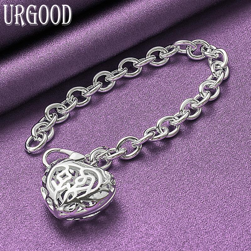 Bransoletka ze srebra próby 925 z pustym sercem na prezent modna biżuteria