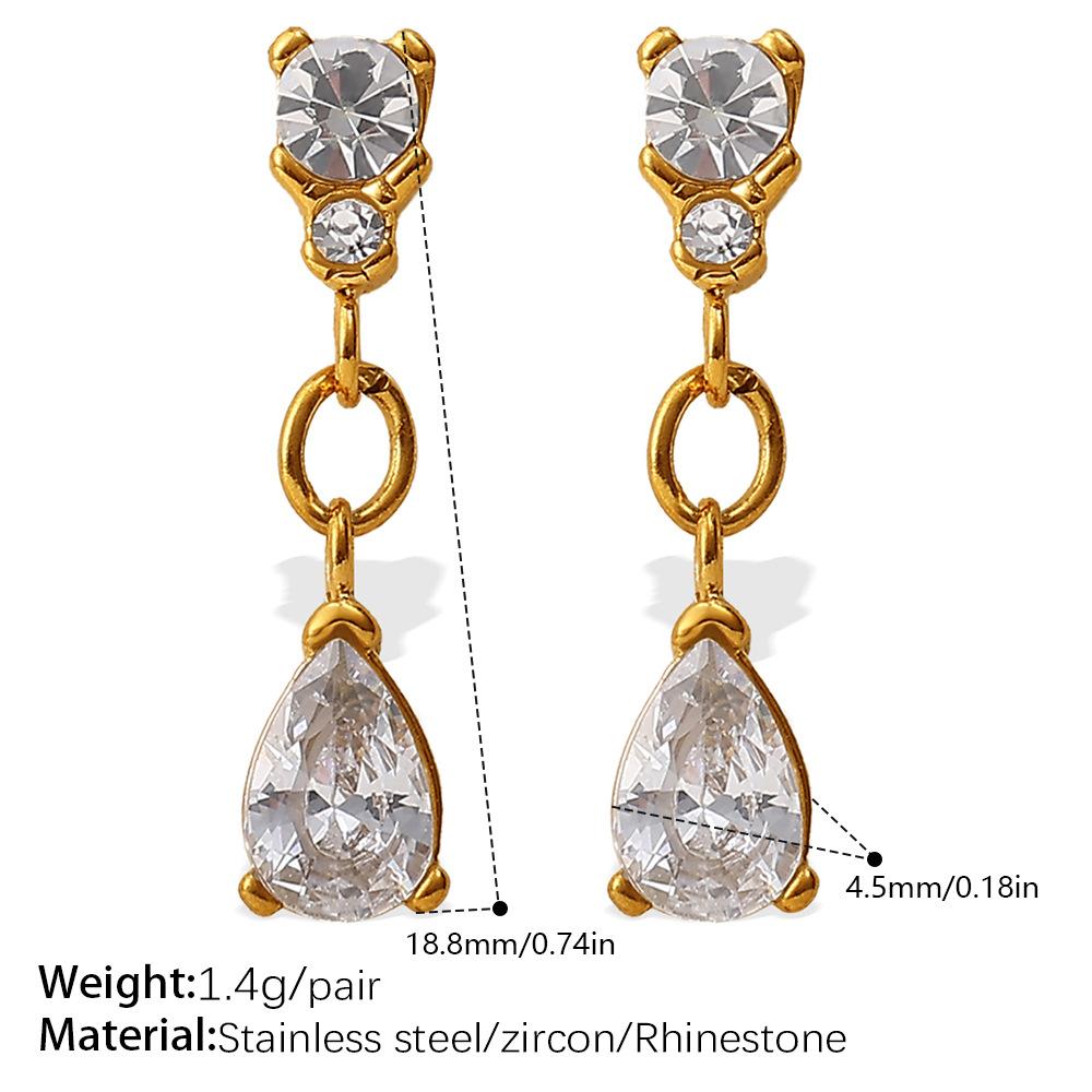 Stylish Butterfly Droplet Earrings Stainless Steel Gold Plated Zircon Daily Earrings