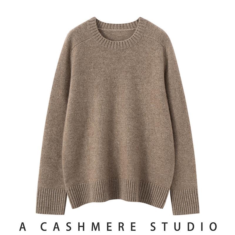 Women's Cashmere Knit Base Layer Shirt - Autumn/Winter Fashion, Versatile, Soft, Comfortable, Slimming, Loose Fit