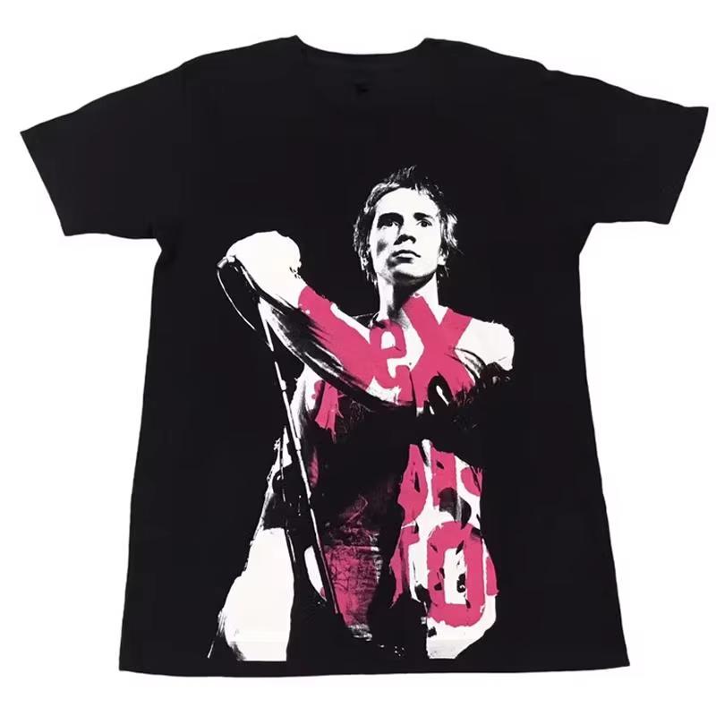 Oversize T-shirt American Punk Sex Pistols Red Short Sleeve T-shirt Womens T-shirt Designer High Quality T-shirt