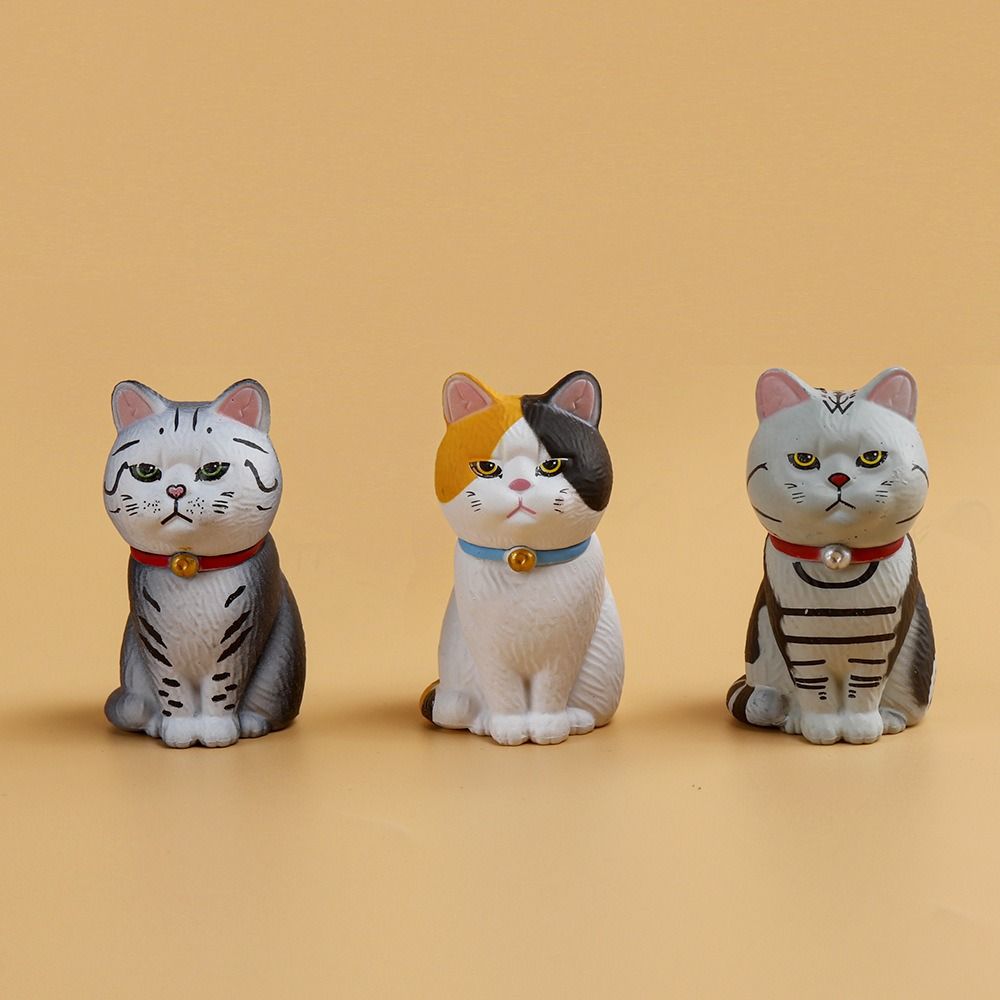 Small Bell Sitting Cat Figure Toy Mini Mini Cat Ornament Simulated Cat Model Doll  Girls Gifts