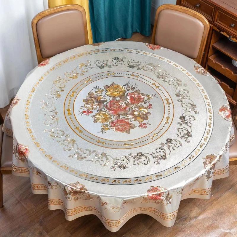 Thickened Circular Square Tablecloth Waterproof Oil Proof Washable PVC Desk Mat Simple Table Cloth for Household Dining Tables