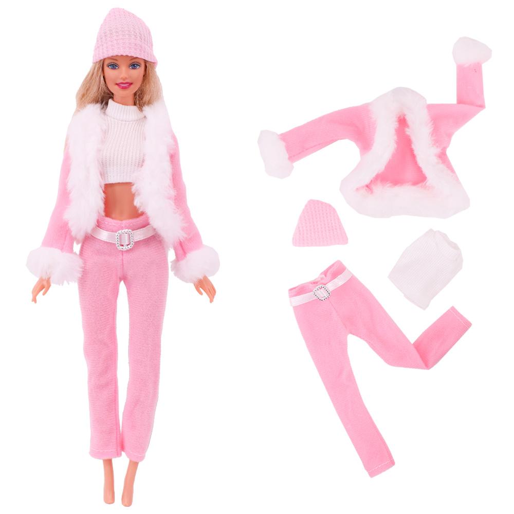 4 Stk/Set Pelzweste Mantel + Kleid/Freizeitoutfit für 30 cm 11,8 Zoll Puppenkleidung Accessoires Plüschjacke Berühmtheit, Kindergeschenk