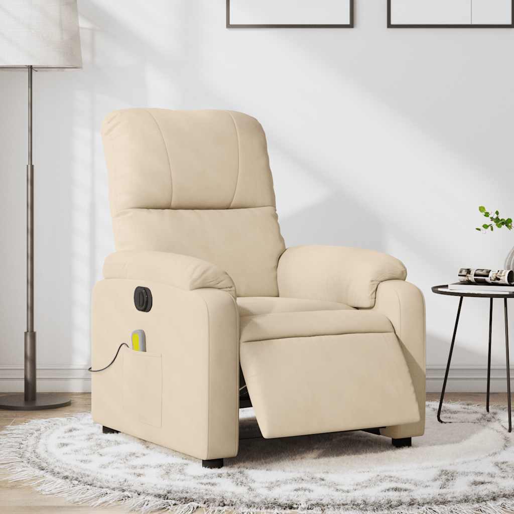 Electric Massage Chair Cream Microfiber Fabric