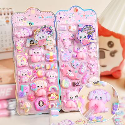 3D Squishy Butt Stickers Cute Animal Butt Stickers Cartoon Puppy Cat Puffy Stickers for Scrapbooking DIY Projects Notebook Phone Case Decoration