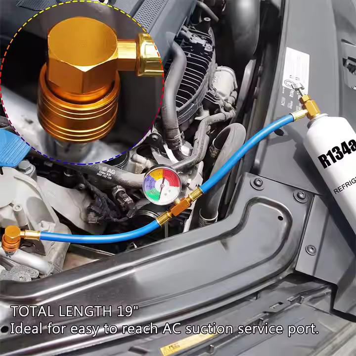 R134a Car AC Refrigerant Charging & Detection Hose 1/2 ACME.