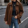 Womens Wool Blend Oversized Coat Winter 2026 Classic Notched Collar Single Breasted Long Sleeve Mid-Length Outerwear