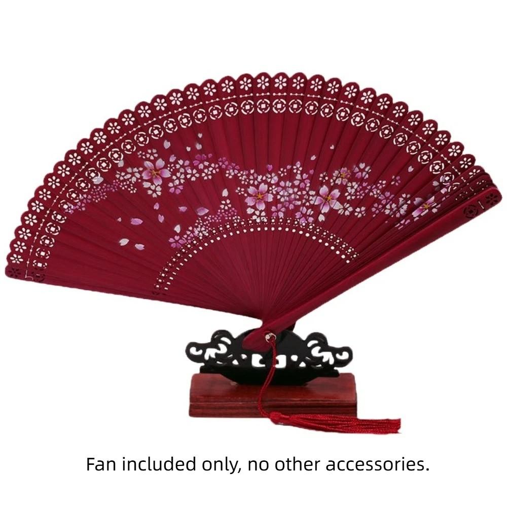 Классический бамбуковый складной веер Винтажный ручной веер Декоративный веер Веер с цветами сакуры Арт-выставка красный
