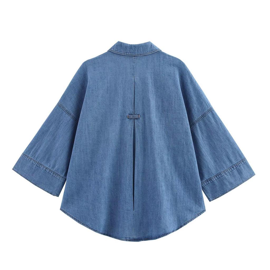 Damen Europäischer & Amerikanischer Stil Weitärmelige Jeanshemdjacke - Neu eingetroffen