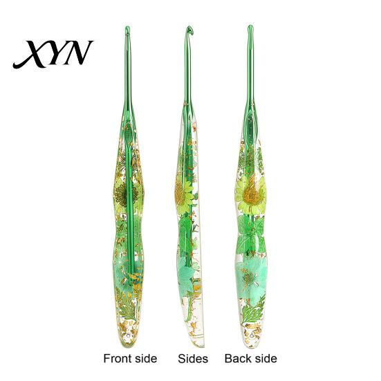 Decorative Crochet Needle Resin Hook for Beginners, Crocheting Lovers, 2.0mm-8.0mm Ergonomic with Long Floral Handle Blankets, Dolls, Shawls,