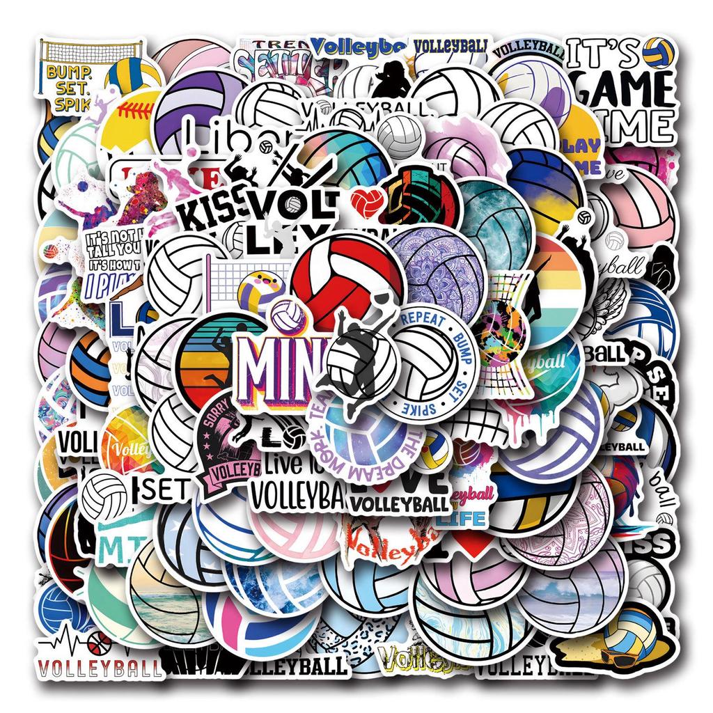 Cartoon Volleyball Stickers: 55 Waterproof Decals for Planners, Bottles, and Computers