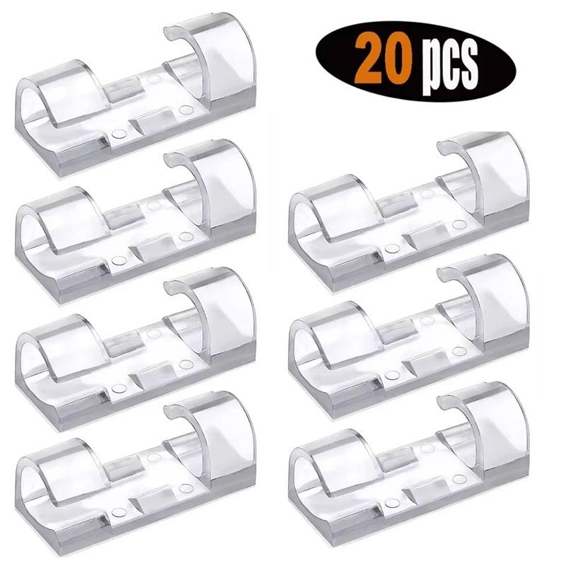 20-40PCS Cable Organizer Clips Cable Management Wire Manager Cord Holder USB Charging Data Line Bobbin Winder Wall Mounted Hook