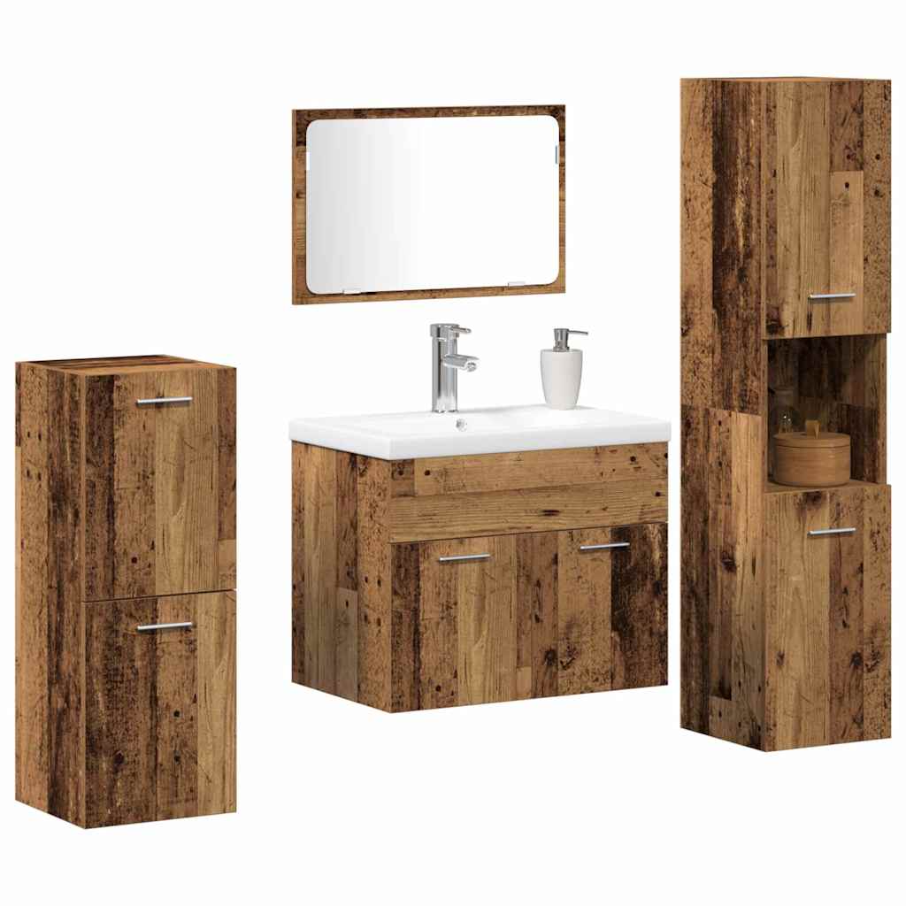 Bathroom Furniture Set 4 Pcs Reclaimed Wood 60 X 38.5 X 46 Cm