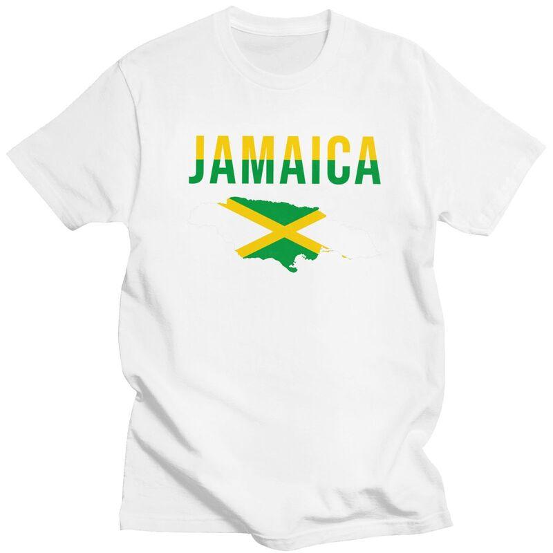 Custom Jamaica Flag Map T Shirt for Men 100 Cotton Tshirt Casual Tee Short Sleeve Jamaican Proud Tshirt Slim Fit