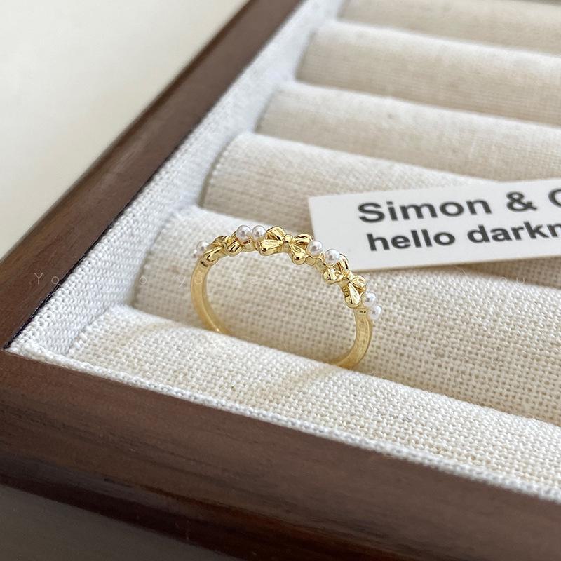 

Элегантное регулируемое кольцо-бабочка с жемчугом - модная одежда для женщин высокого класса Butterfly Ring золотой