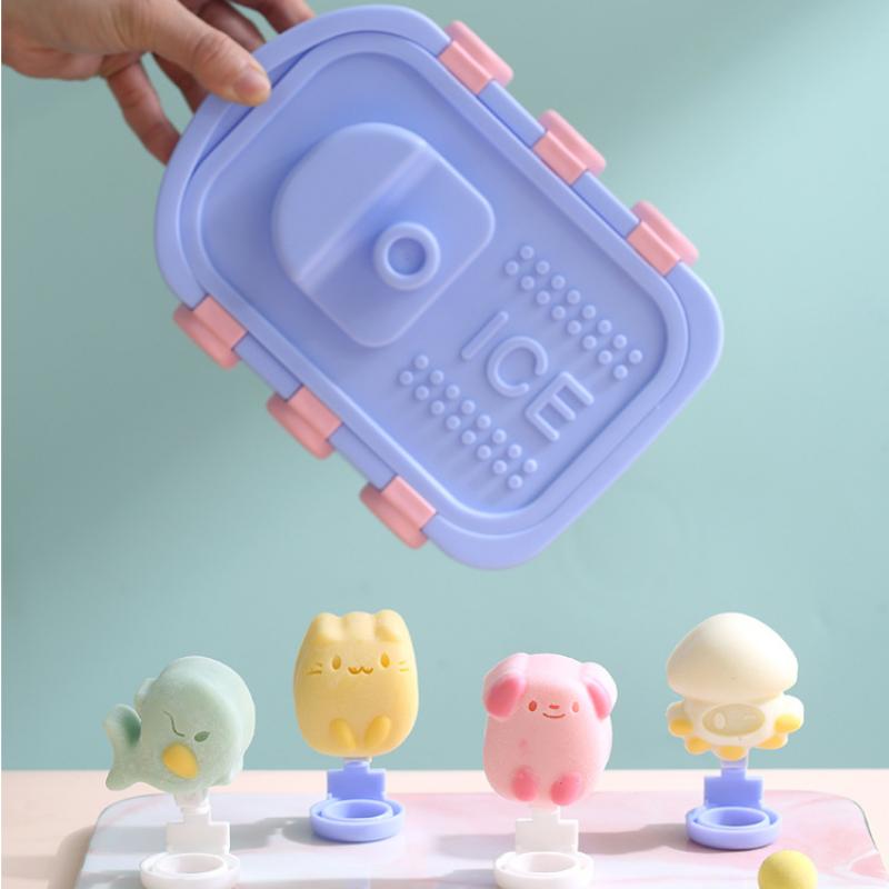 DIY Puppy Silicone Boat Shape Popsicle Mold Kitten Chocolate Candy Jelly Mould Animal Ice Cream Making Box Children's Day Gifts
