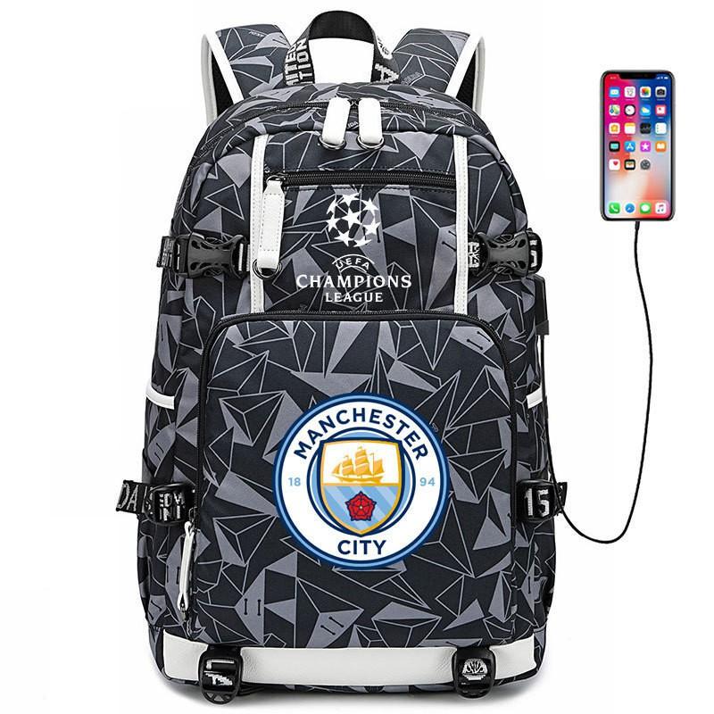 Fußball Rucksack Herren Damen - Dortmund Manchester City Liverpool FC Fan Sporttasche Mit USB-Anschluss