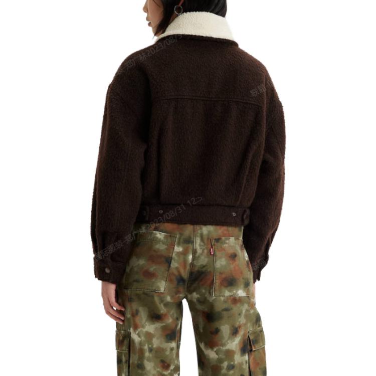 Levis Baby Bubble Laine Sherpa Veste Trucker Veste Femme Noir A6055-0000