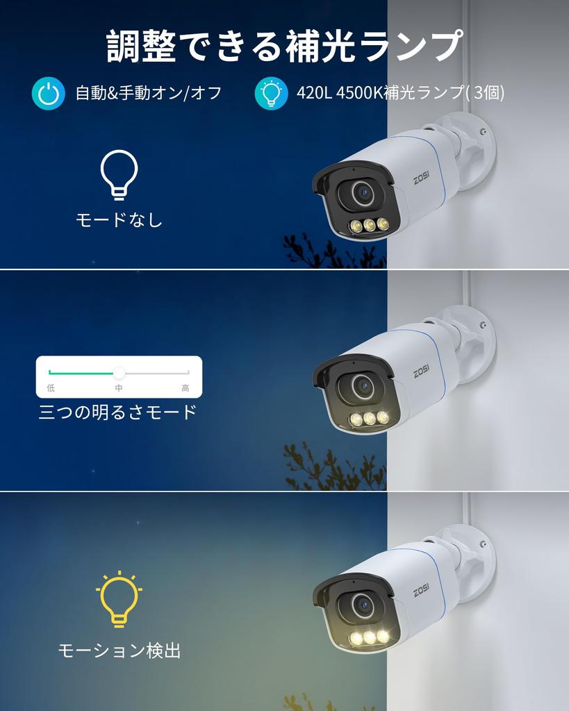 ZOSI 3K 5 Megapixel PoE Security Camera Aurora Lux Surveillance Camera Outdoor Equipped with Technology Full Color Night Vision Shooting Calls iP66