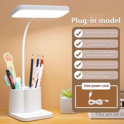 LED Schreibtischlampe 3 Stufen Dimmbar Touch Nachtlicht USB Wiederaufladbar Augenschutz Leselampe Aufbewahrungsschublade Tischlampe Studiennutzung