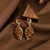 Vintage Rhinestone Leaf-Shaped Drop Earrings - Elegant Accessories for Women