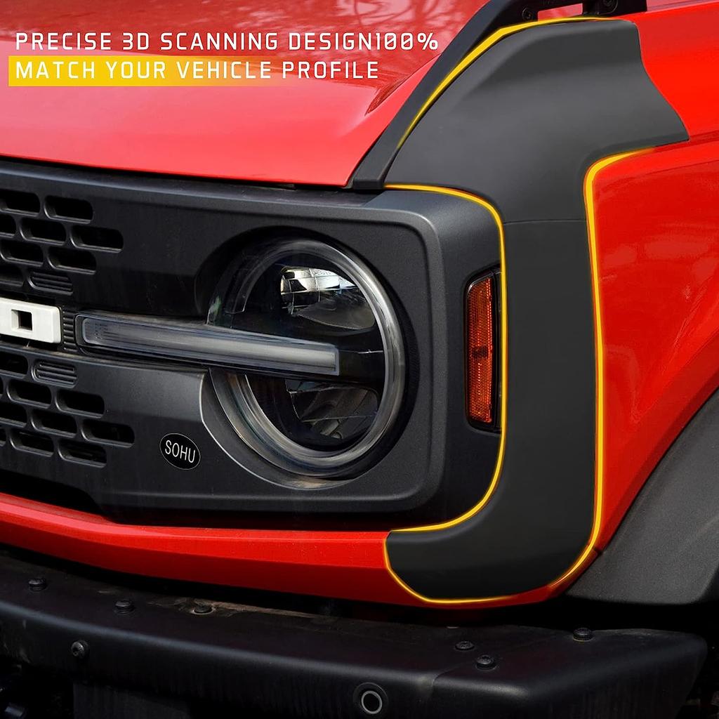 Para 2021-2024 Ford Bronco 2/4 puertas, borde de esquina delantero, blindaje de carrocería, accesorios exteriores de coche, piezas