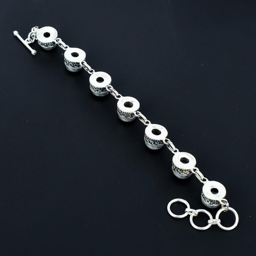 Natural Howlite Bracelet 925 Sterling Silver Bracelet Adjustable Chain Bracelet Handmade Boho Bracelet Howlite Gemstone Jewelry Engagement Gifts