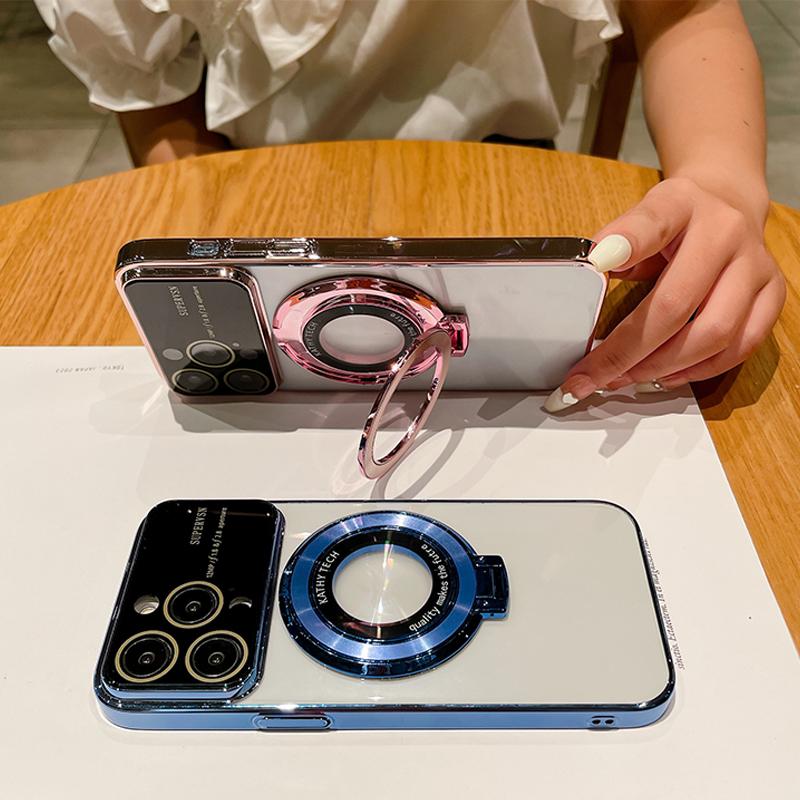 Luxury For Magsafe Magnetic Ring Bracket Stand Case For Iphone 15 Pro Max 14 13 12 S24 S23 Ultra Phone Holder Cover Accessories