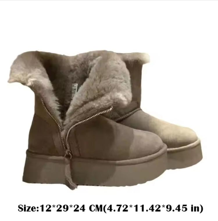 Side Zipper Thick Cotton Boots Short Tube Thick Sole Snow Boots Warm Fur Ladies Shoes Winter