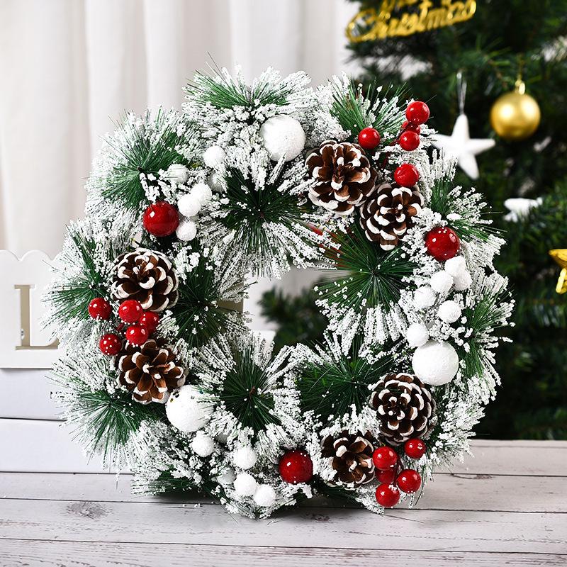 2023 Christmas Wreath: Cross-border Hot Selling 30CM Holiday Decoration for Shopping Mall & Hotel