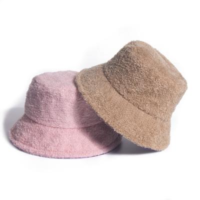 Spot Korean Version of Female Teddy Fleece Bucket Hat Internet Celebrity with the Same Autumn and Winter Fashion Versatile Solid Color Warm Plush