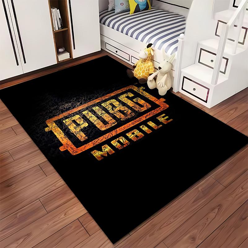 """Gaming-Teppich mit PUBG Mobile Logo, Schwarzer Hintergrund für Gamer" Geeignet für den Einsatz als Antirutschmatte für Wohnzimmer-, Schlafzimmer-Sofas"""