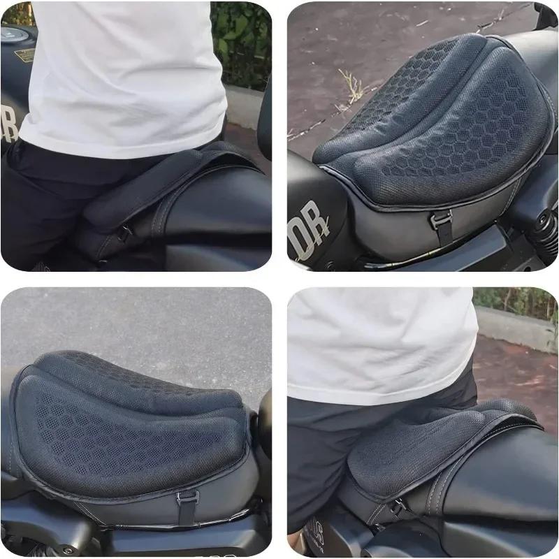 Breathable Anti-Slip Motorcycle Seat Cushion - 3D Honeycomb Gel Pad for Shock Absorption & Long-Distance Comfort